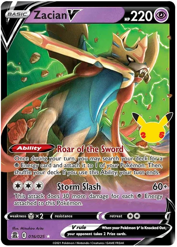 Zacian V Celebrations Pokemon Card Single 016/025