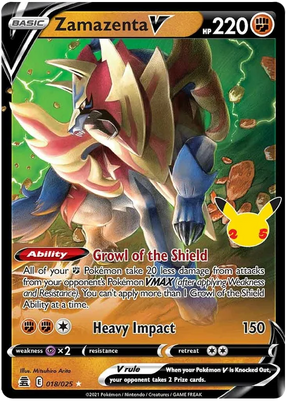 Zamazenta V Celebrations Pokemon Card Single 018/025