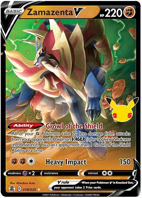 Zamazenta V Celebrations Pokemon Card Single 018/025