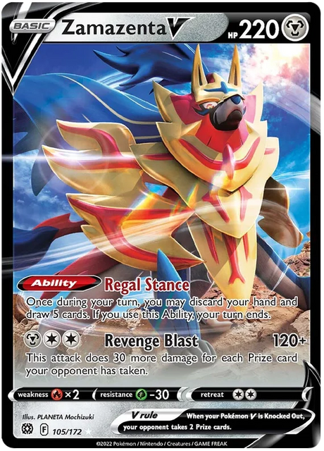 Zamazenta V Brilliant Stars Pokemon Card Singles 105/172