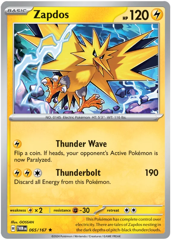 Zapdos Twilight Masquerade Pokemon Single 065/167