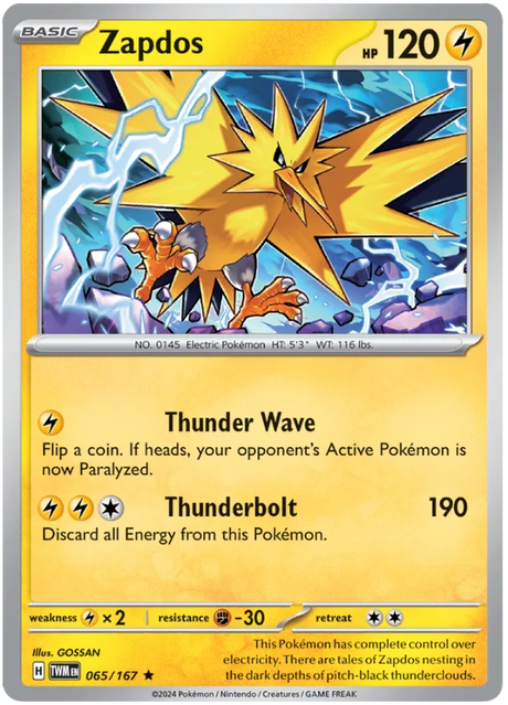 Zapdos Twilight Masquerade Pokemon Single 065/167