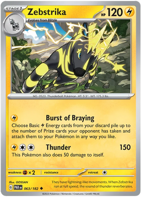 Zebstrika Paradox Rift Single Pokemon Card 063/182