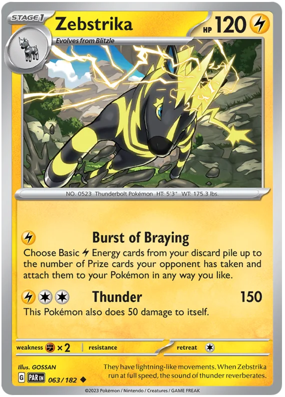 Zebstrika Paradox Rift Single Pokemon Card 063/182