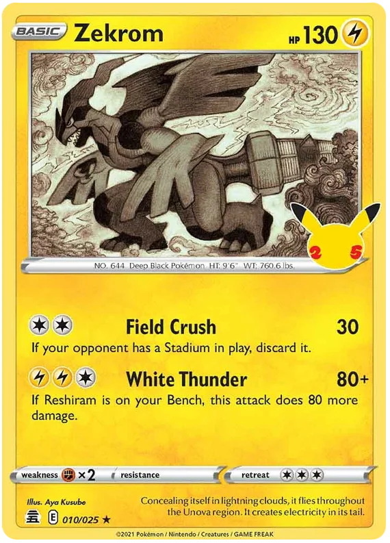 Zekrom Celebrations Pokemon Card Single 010/025