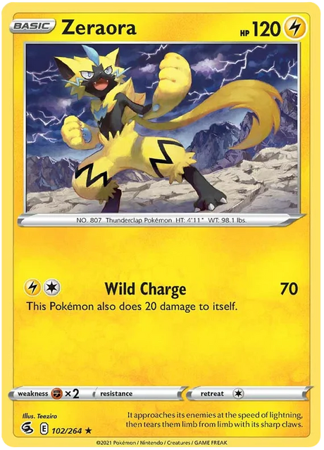 Zeraora Fusion Strike Pokemon Card Singles 102/264