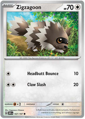 Zigzagoon Obsidian Flames Single Pokemon Card