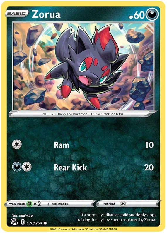 Zorua Fusion Strike Pokemon Card Singles 170/264