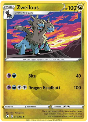 Zweilous 114/203 - Pokemon TCG Evolving Skies card