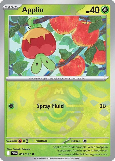 Applin 009/131 - Master Ball Reverse Holo - Pokemon TCG Prismatic Evolutions card