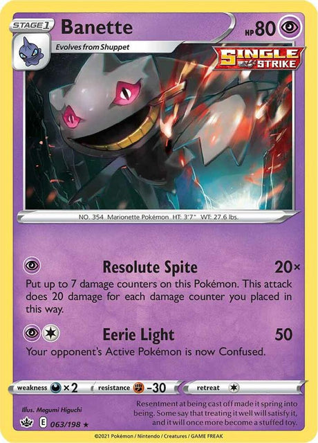 Banette 063 - Pokemon TCG Chilling Reign card