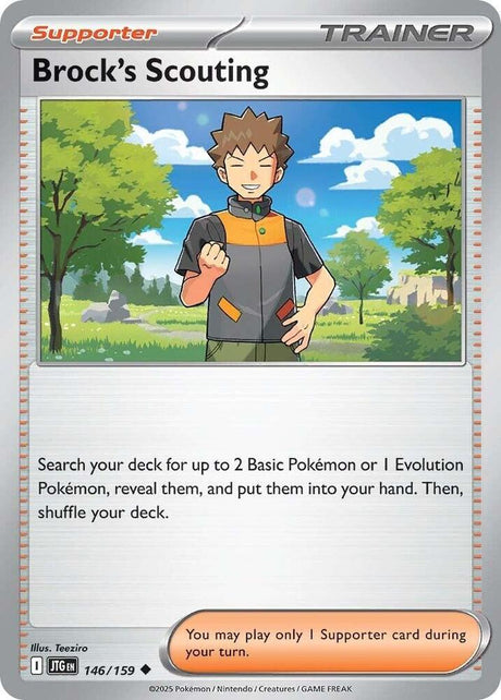 Brock's Scouting 146/159 - Pokemon TCG Journey Together card