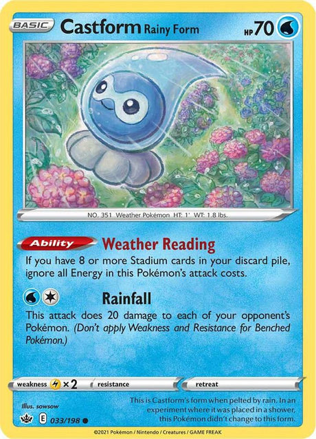 Castform Rainy Form 033 - Pokemon TCG Chilling Reign card