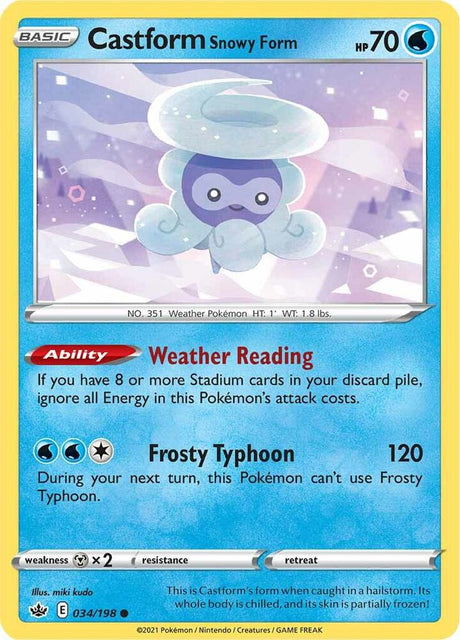 Castform Snowy Form 034 - Pokemon TCG Chilling Reign card