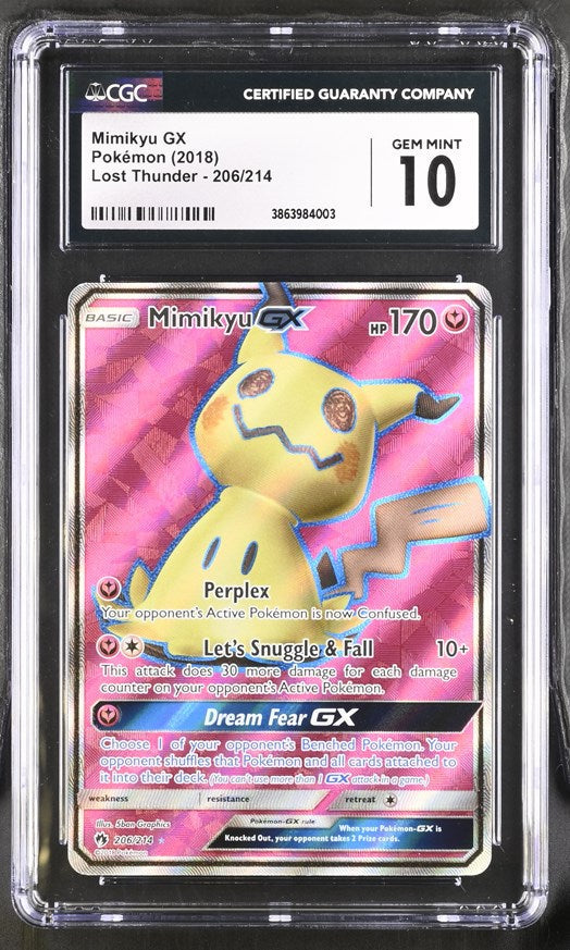 CGC 10 Pokemon Mimikyu GX (2018) Lost Thunder 206 (Front)