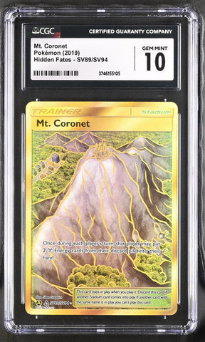 CGC 10 Pokemon Mt. Coronet (2019) Hidden Fates SV89 (Front)
