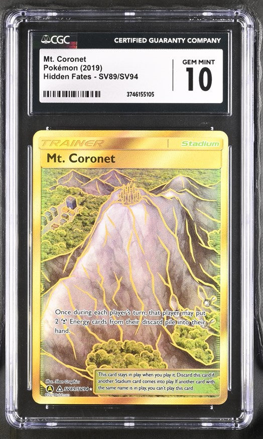 CGC 10 Pokemon Mt. Coronet (2019) Hidden Fates SV89 (Front)