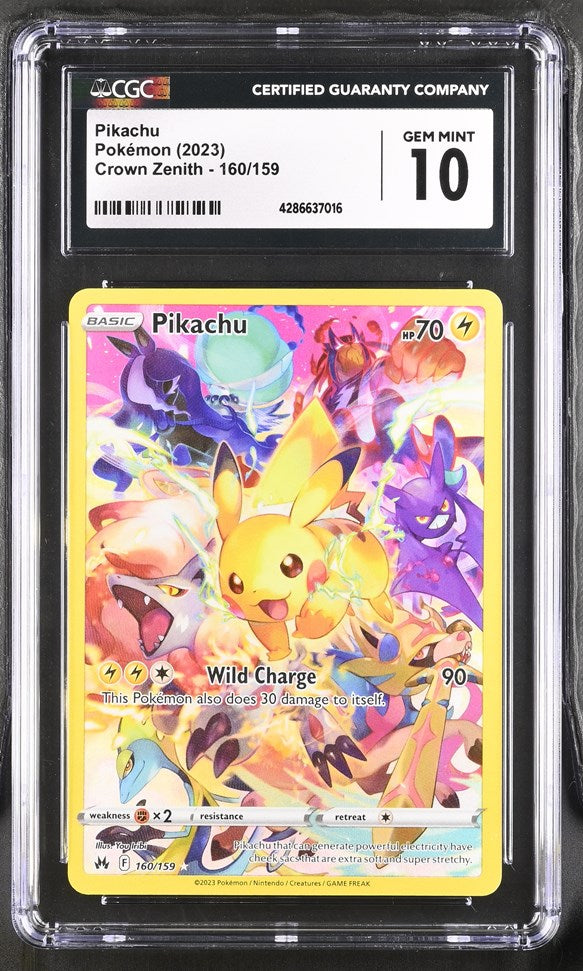CGC 10 Pokemon Pikachu (2023) Crown Zenith 160 (Front)