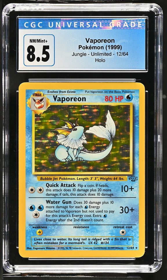 CGC 8.5 Pokemon Vaporeon (1999) Jungle Unlimited 12 (Front)