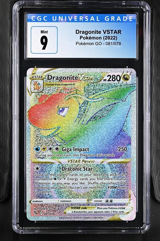 CGC 9 Pokemon Dragonite VSTAR (2023) Pokemon GO 081 (Front)