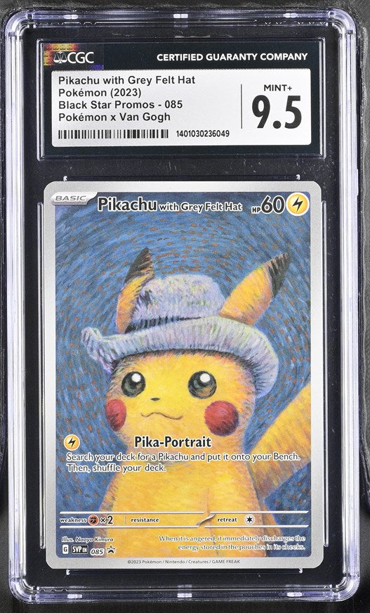 CGC 9.5 Pokemon Pikachu with Grey Felt Hat (2023) Scarlet & Violet Black Star Promo 085 (Front)