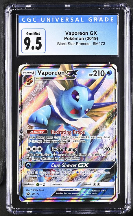 CGC 9.5 Pokemon Vaporeon GX (2019) Sun & Moon Black Star Promo SM172 (Front)