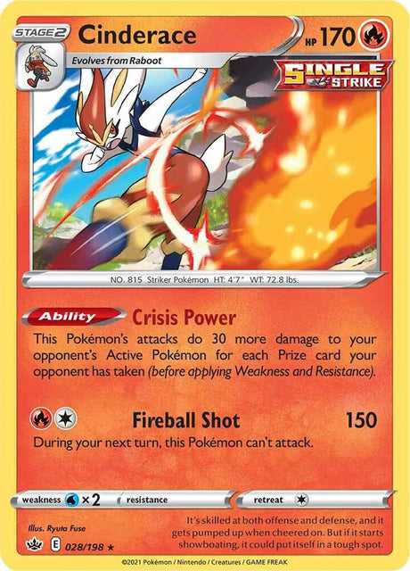 Cinderace 028 - Pokemon TCG Chilling Reign card