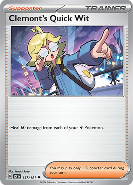 Clemont's Quick Wit 167/191 - Pokemon TCG Surging Sparks card