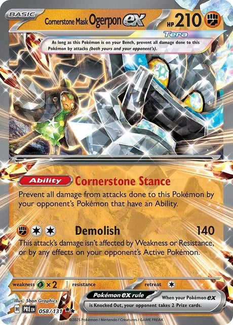 Cornerstone Mask Ogerpon ex 058/131 - Standard card artwork - Pokemon TCG Prismatic Evolutions card