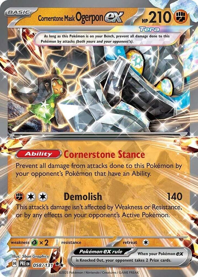 Cornerstone Mask Ogerpon ex 058/131 - Standard card artwork - Pokemon TCG Prismatic Evolutions card