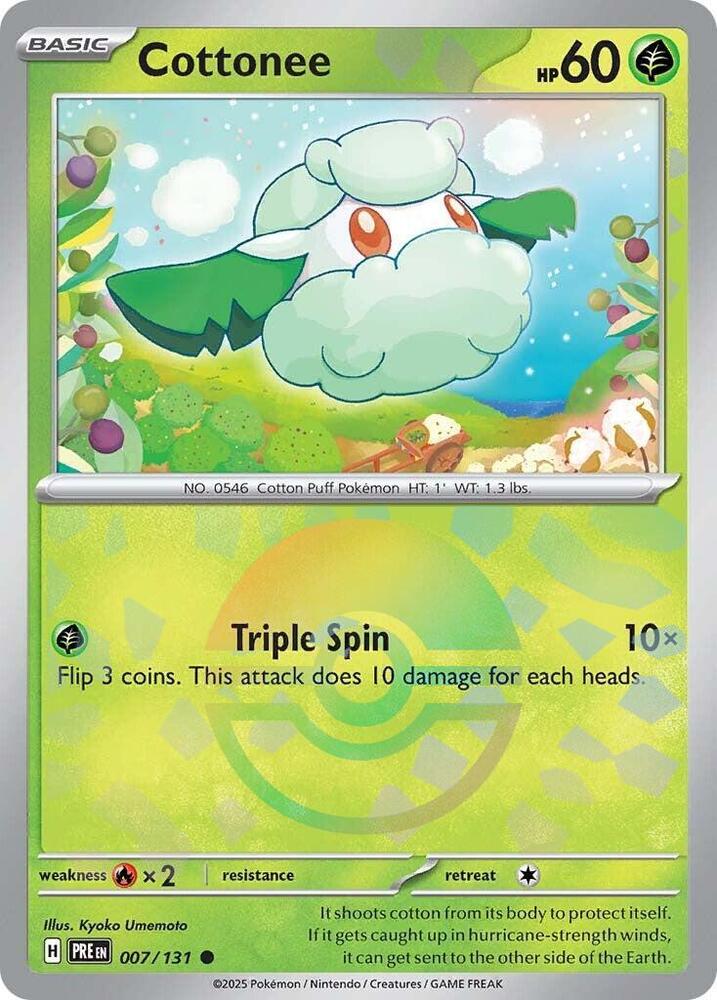 Cottonee 007/131 - Poké Ball Reverse Holo - Pokemon TCG Prismatic Evolutions card