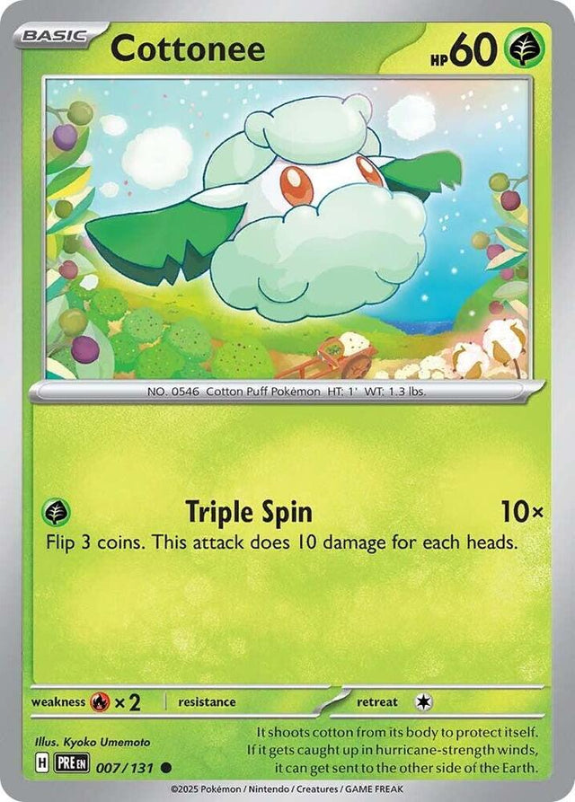 Cottonee 007/131 - Standard card artwork - Pokemon TCG Prismatic Evolutions card
