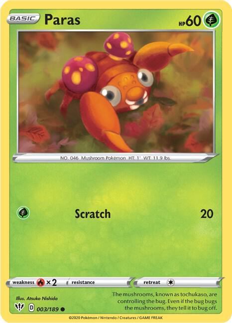 Paras - Darkness Ablaze 003/189 Pokémon card