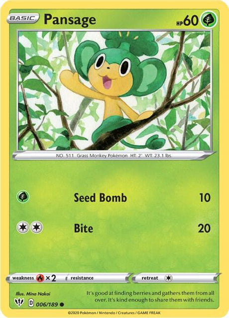 Pansage - Darkness Ablaze 006/189 Pokémon card