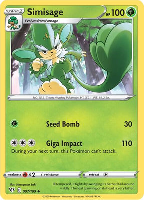 Simisage - Darkness Ablaze 007/189 Pokémon card