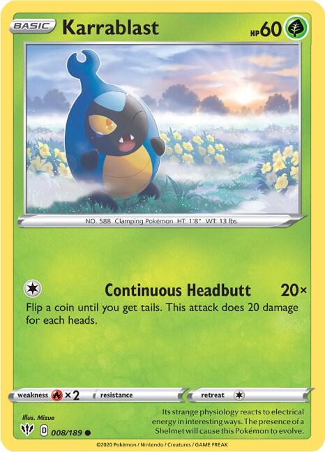 Karrablast - Darkness Ablaze 008/189 Pokémon card