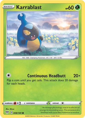 Karrablast - Darkness Ablaze 008/189 Pokémon card