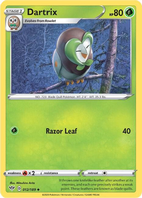 Dartrix - Darkness Ablaze 012/189 Pokémon card