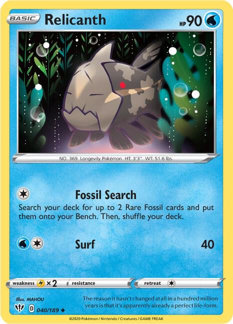 Relicanth - Darkness Ablaze 040/189 Pokémon card