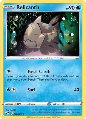 Relicanth - Darkness Ablaze 040/189 Pokémon card