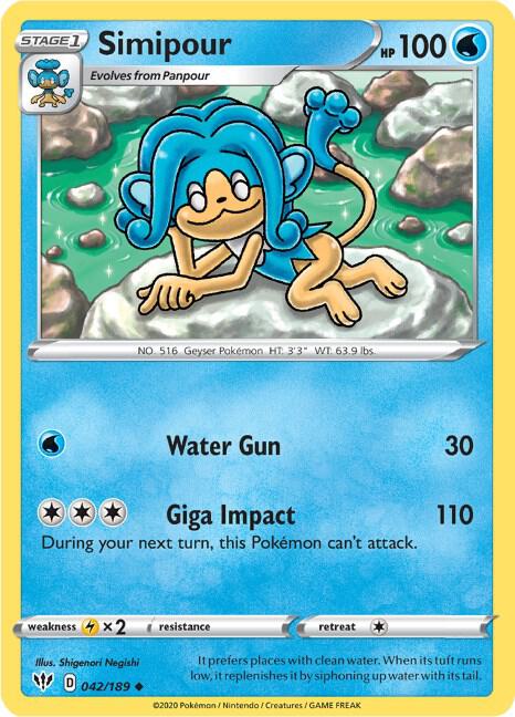 Simipour - Darkness Ablaze 042/189 Pokémon card