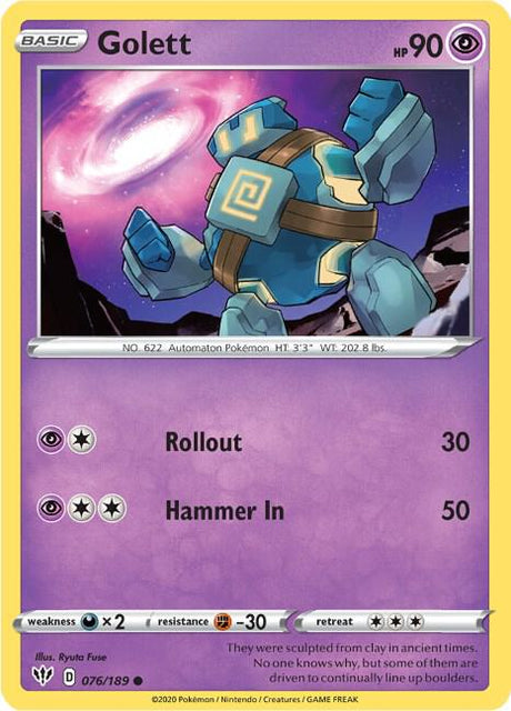 Golett - Darkness Ablaze 076/189 Pokémon card