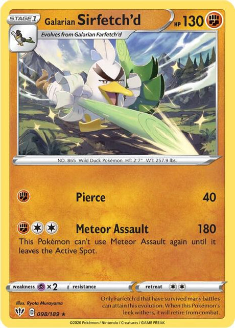 Galarian Sirfetch'd - Darkness Ablaze 098/189 Pokémon card
