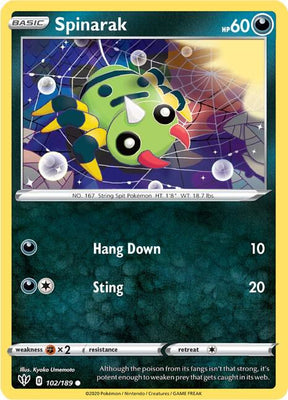 Spinarak - Darkness Ablaze 102/189 Pokémon card