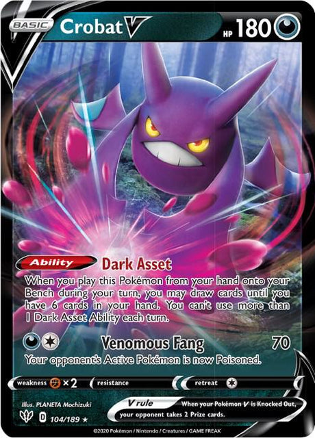 Crobat V - Darkness Ablaze 104/189 Pokémon card