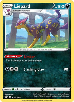 Liepard - Darkness Ablaze 107/189 Pokémon card