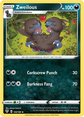 Zweilous - Darkness Ablaze 109/189 Pokémon card