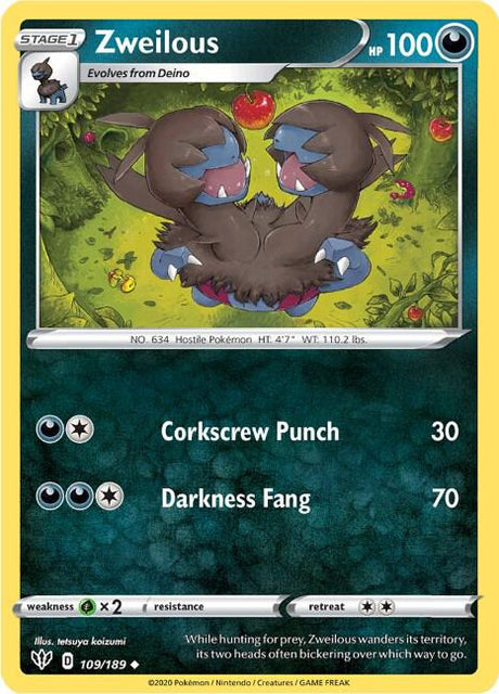 Zweilous - Darkness Ablaze 109/189 Pokémon card