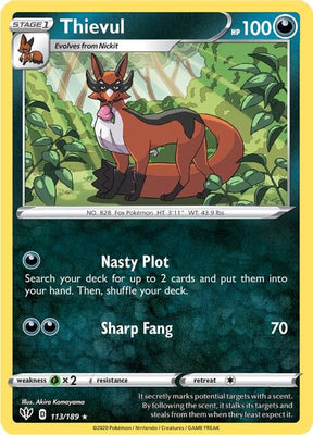Thievul - Darkness Ablaze 113/189 Pokémon card