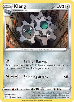 Klang - Darkness Ablaze 126/189 Pokémon card